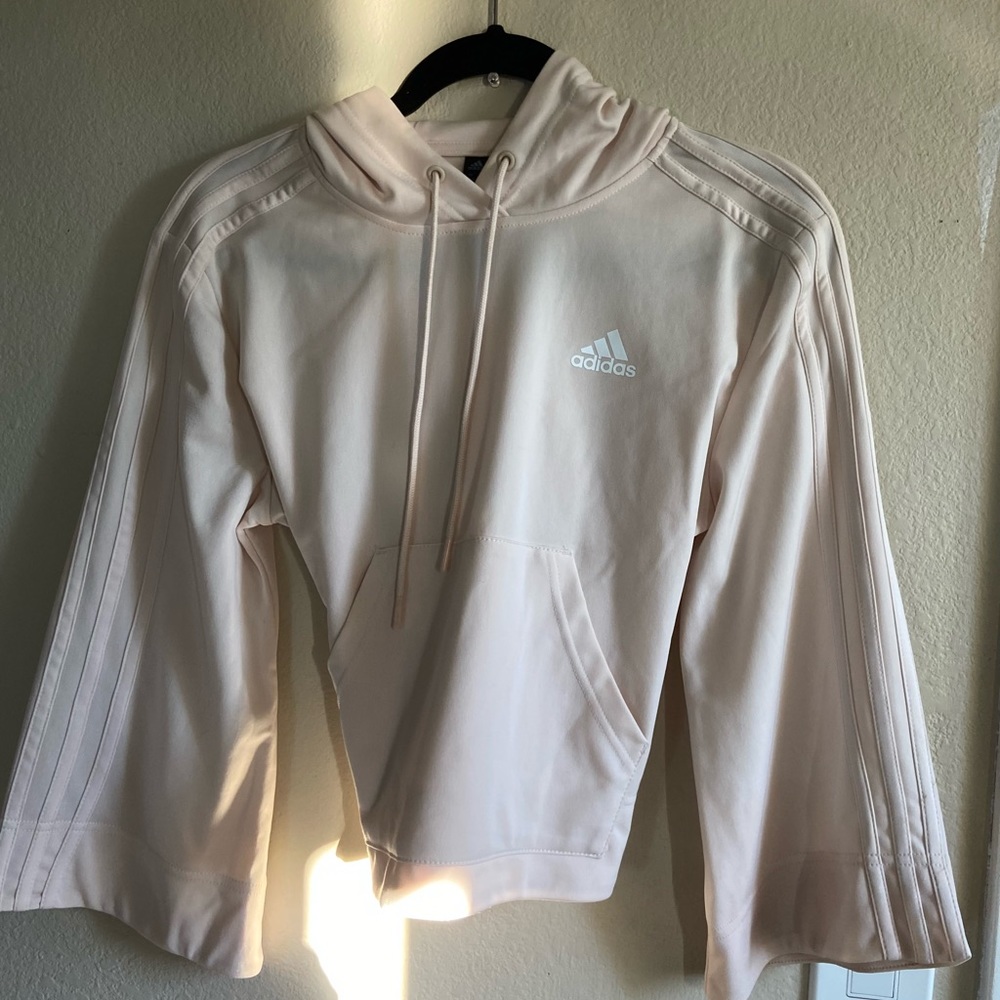 Adidas women’s cropped Beige/Cream sweatshirt Hoodie